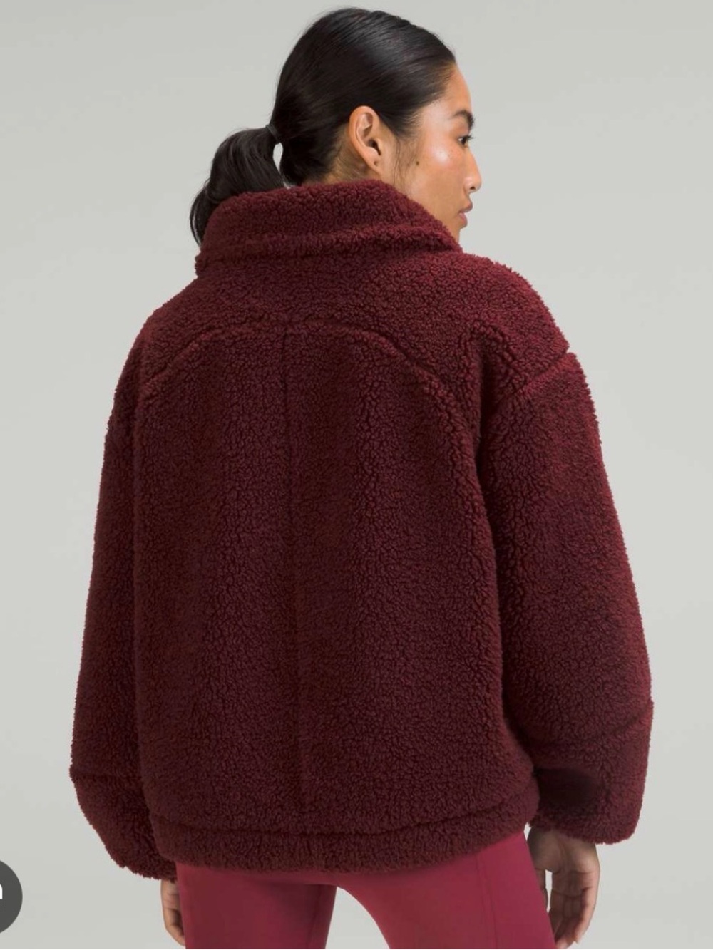 🍋🧸🍋lululemon Cinchable Red Merlot Fleece Teddy Bear Zip Up Coat🍋🧸🍋